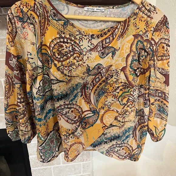 Zara paisley print wrap‎ blouse size M - Picture 1 of 9